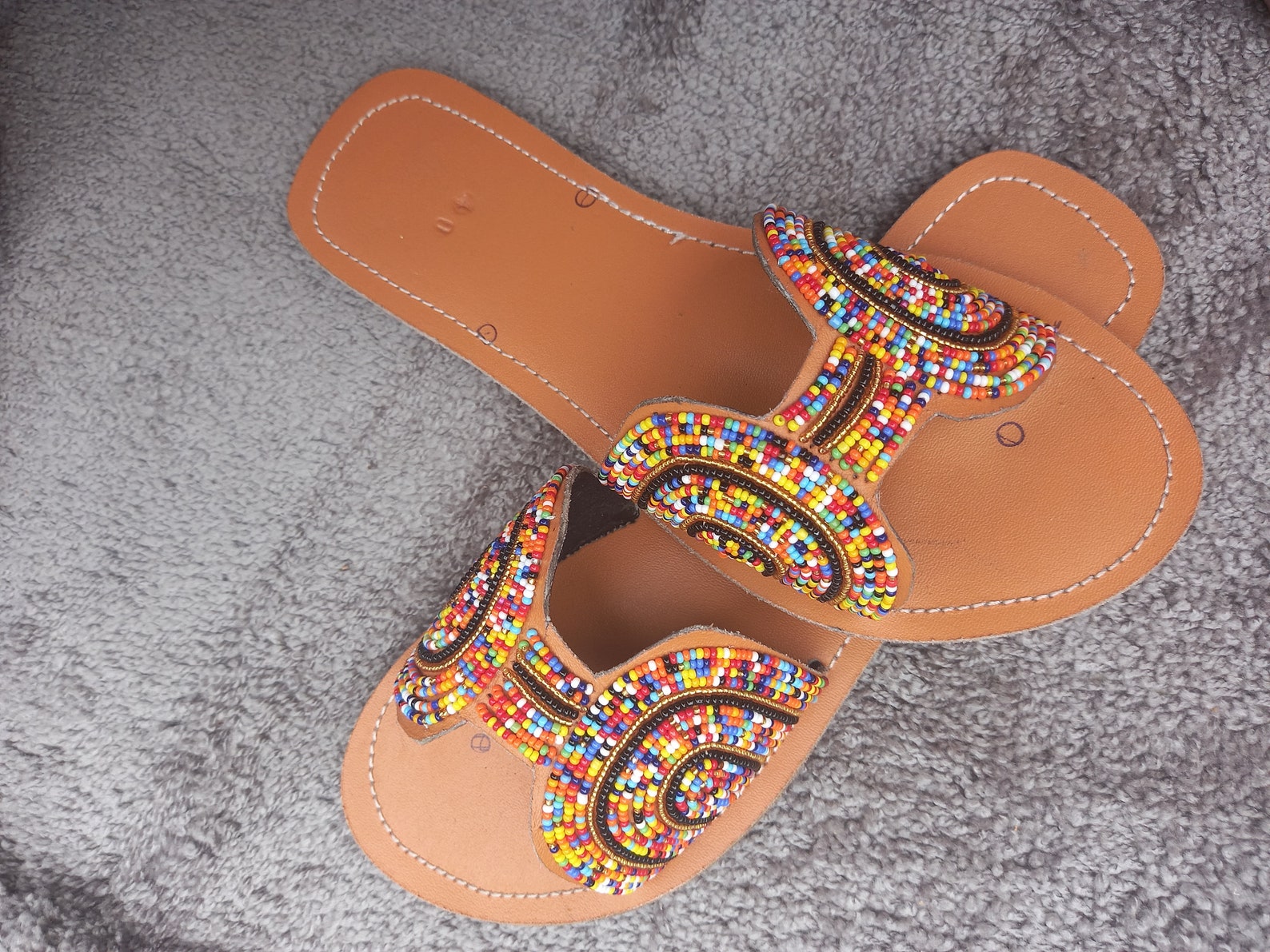 Masai Sandals Beaded Sandals Female Sandals Leather Etsy