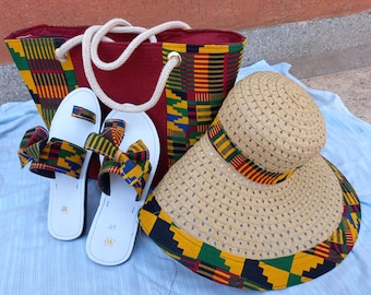 Ankara Sandals, Leather Sandals, Summer Hats, Beach Hats, Ankara Sandals, Wedding Handbags, African Handbags, Ankara Handbags