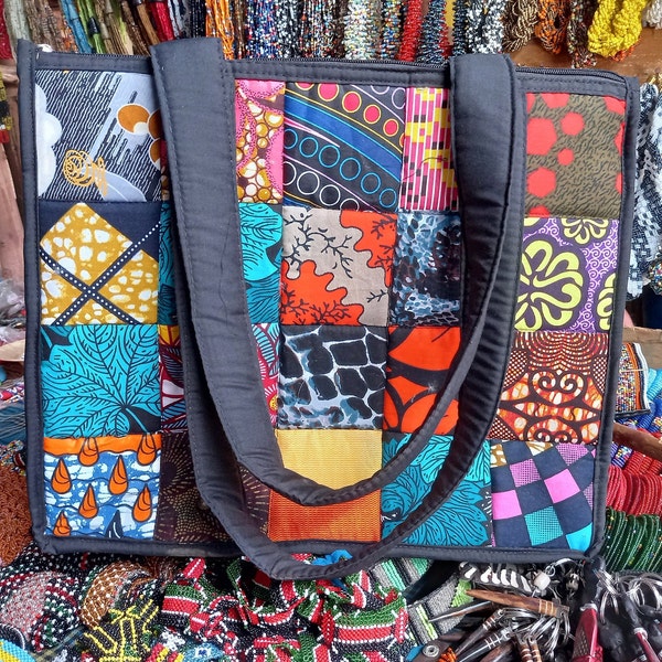 Ankara Tote Bag, Shopping Bag, African Fabric Tote Bag, Laptop Bag, Kitenge Bag, Kente Knot Bag, African Kente Bag, African Bags