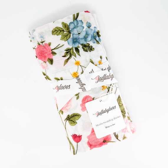 vintage floral muslin swaddle