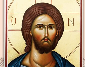Jesus Christ Original wall mural canvas painting, Greek Byzantine Orthodox icon hand painted, Mural Art Painting -Canvas wall decor
