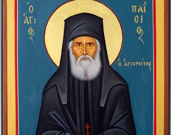 Saint Paisios icon/hand painted Greek byzantine Orthodox icon/Greek Elder Paisios/icon corner/parish church iconostasis