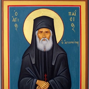 Saint Paisios icon/hand painted Greek byzantine Orthodox icon/Greek Elder Paisios/icon corner/parish church iconostasis