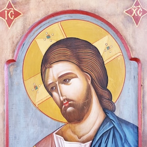 Orthodox icon, Jesus Christ original Greek Byzantine painting, Christian parish church quality icon, Byzantine art