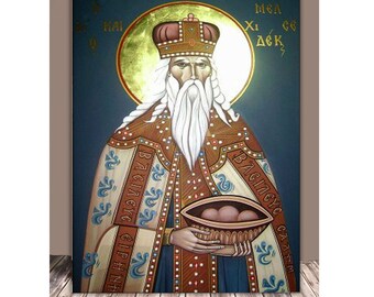 Righteous Melchizedek original hand painted Greek byzantine Orthodox icon, PROPHET MELCHIZEDECH, priest ordination gift, reverend gift idea