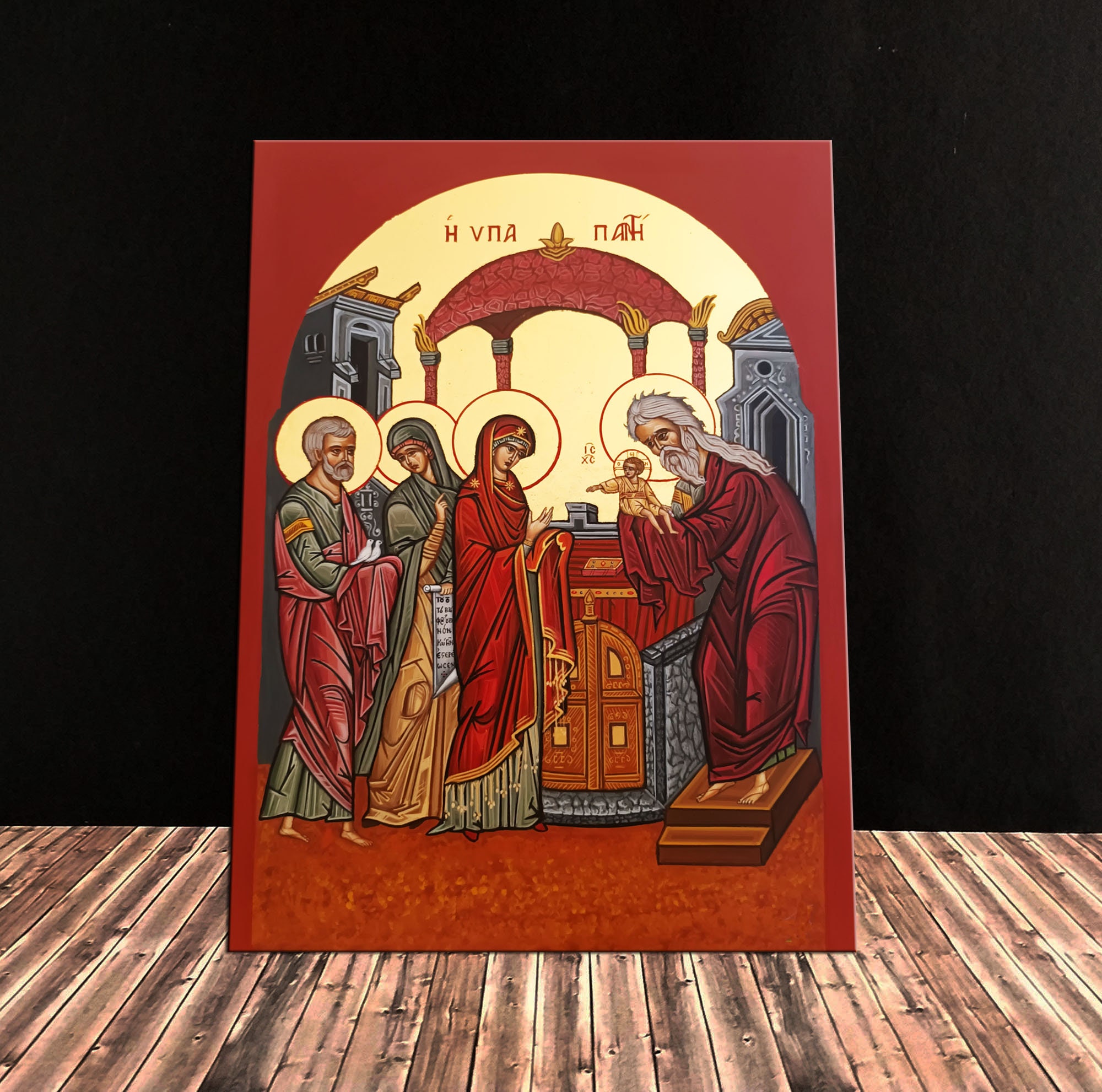Circumcision of Our Lord and Savior Jesus Christ/original hand painted Greek Orthodox Byzantine icon on wood/Feast of the Holy Name of Jesus