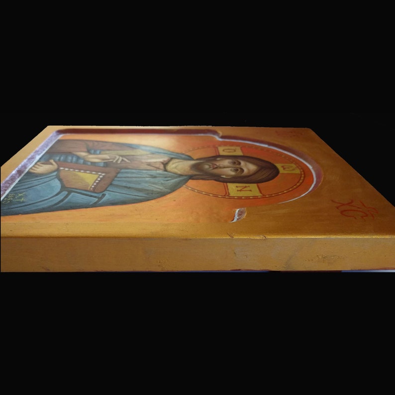 Hand Painted Jesus Christ Greek Orthodox Byzantine Icon on Wood, Jesus ...