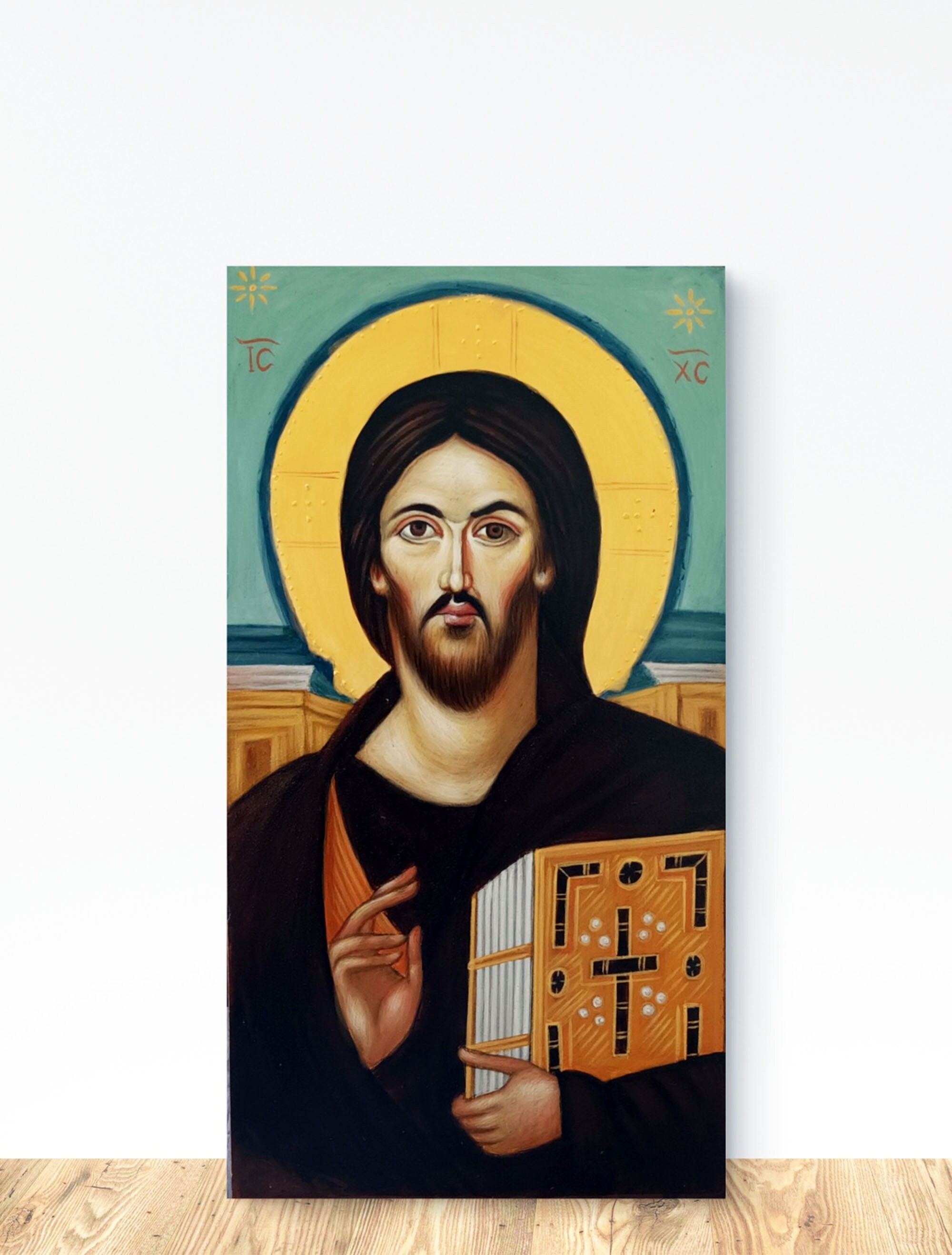 Christ Pantocrator icon/hand painted Jesus Christ Orthodox icon/original Greek byzantine art / Jesus of Sinai iconography