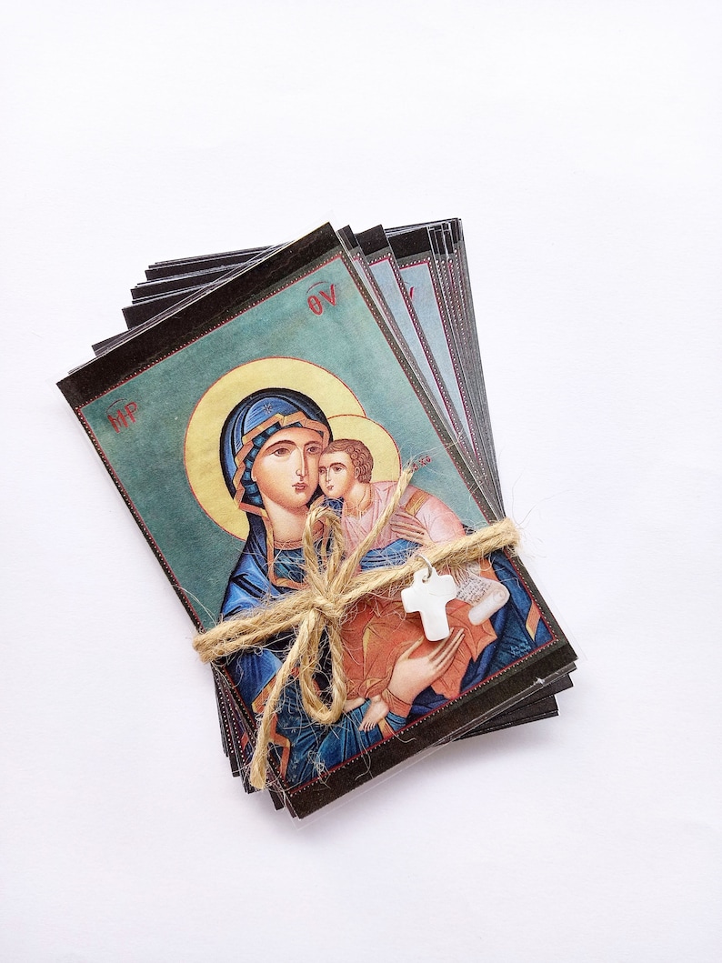 Orthodox Greek laminated icon prayer cards set of 20 Virgin Etsy