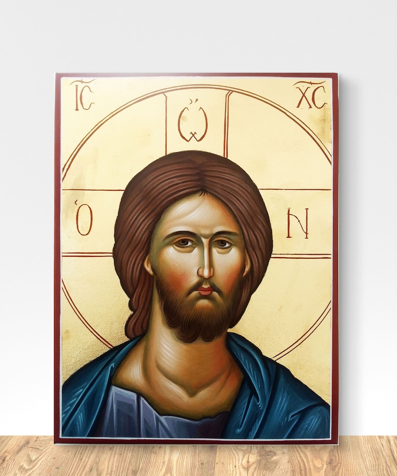 Hand-painted Jesus Christ Greek Byzantine Orthodox Icon on 30x40cm ...