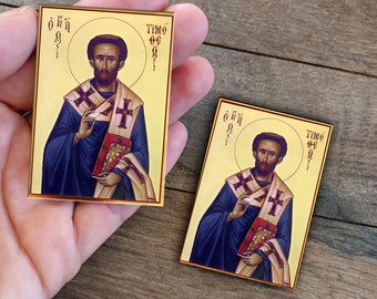 Saint Apostle Timotheos original hand painted Greek Orthodox icon on wood, St Timothy the Apostle, Timothy of Ephesus, Christian evangelist