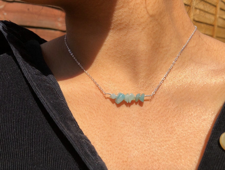 Amazonite, Silver plated, Amazonite Necklace, Dainty Necklace, Healin…