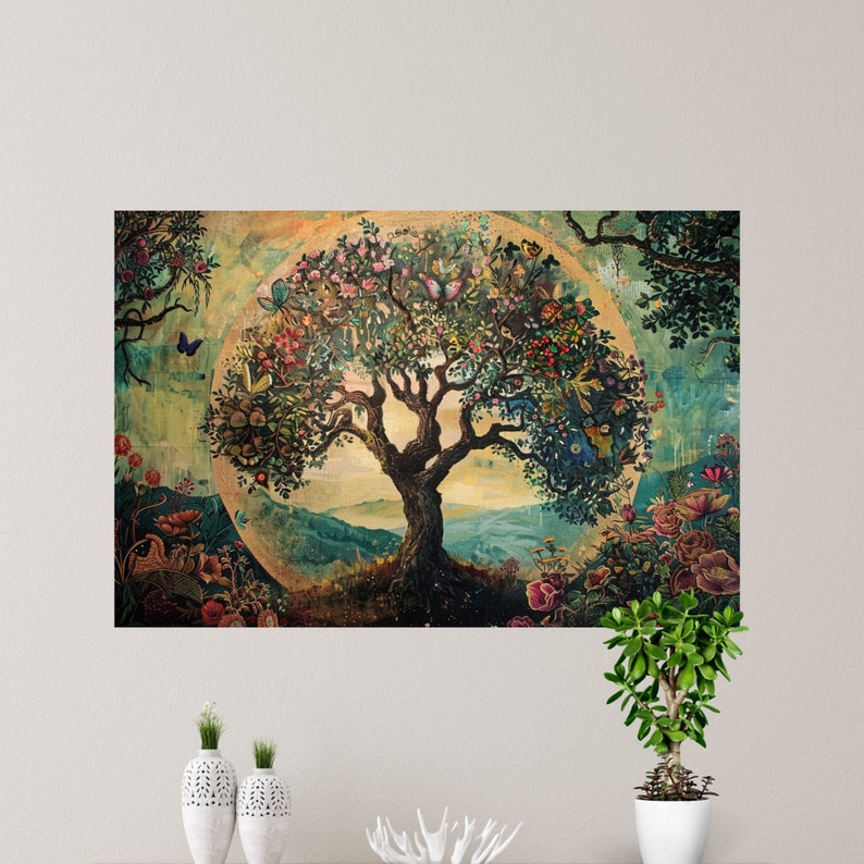 Vintage Tree of Life Digital Print, DIY Boho Printable Wall Art ...