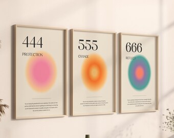 Aura Wall Decor - Set of 3 Spiritual Gradient Prints, Colourful Posters, Trendy Digital Downloads