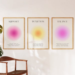 Positive Aura Posters Set Of 3, Spiritual Poster, Grainy Gradient, Gradient Print, Colourful Aura Poster, Trendy Wall Art Digital Download