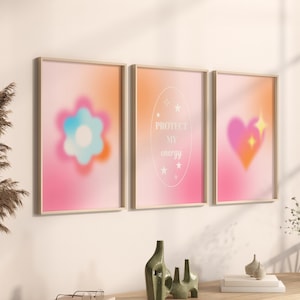 Aura Poster 3 Piece Wall Art, Aura Energy Spiritual Gradient Print, Y2K Decor, Spiritual Poster, Retro Trendy Print, DIGITAL DOWNLOAD