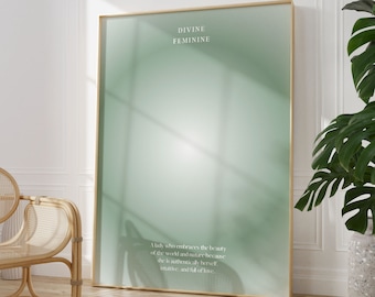 Divine Feminine Aura Poster- DIGITAL DOWNLOAD | Pastel Green Gradient Aura Print | Spiritual Wall Decor for Bedroom & Dorm | Girly Wall Art