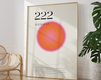 Angel Number Poster 222 Instant Download Poster, Aura Poster, Angel Number Poster, Angel Number Wall Art Print, Gradient Aura