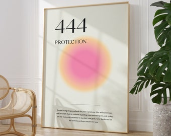 Angel Number Poster 444 Instant Download Poster, Aura Poster, Angel Number Poster, Angel Number Wall Art Print, Gradient Aura