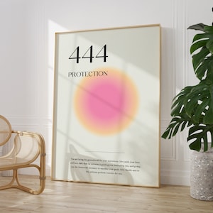 Angel Number Poster 444 Instant Download Poster, Aura Poster, Angel Number Poster, Angel Number Wall Art Print, Gradient Aura