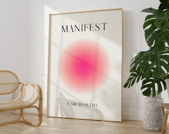 Manifest Aura Poster, Spiritual Poster, Grainy Gradient, Gradient Print, Colourful Aura Poster, Trendy Wall Art, Instant Digital Download
