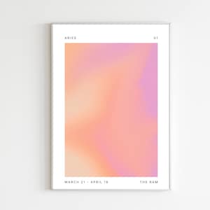 Aries Sign Instant Download Print, Zodiac Art Printable, Spiritual Wall Art, Aura Poster, Digital Download