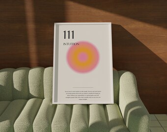 Angel Number Poster 111 Instant Download Poster, Aura Poster, Angel Number Poster, Angel Number Wall Art Print, Gradient Aura
