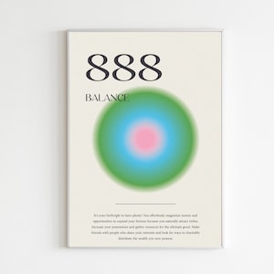 Angel Number Poster 888 Instant Download Poster, Aura Poster, Angel Number Poster, Angel Number Wall Art Print, Gradient Aura