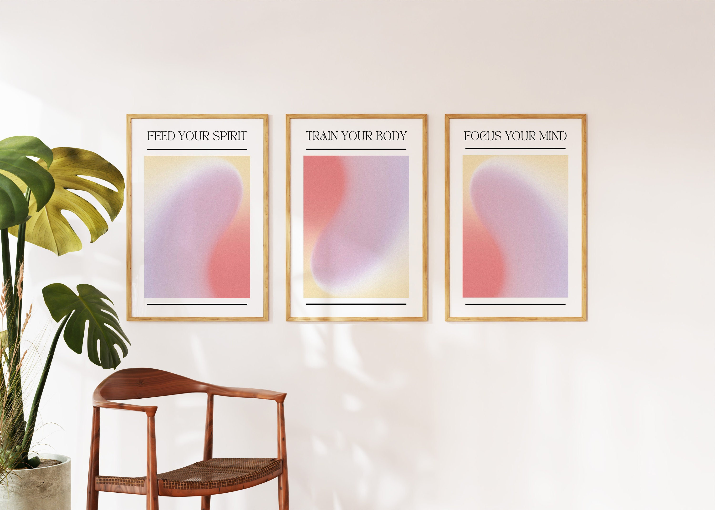 Digital Download Set of 3 Colorful Aura Posters With Grainy Gradient ...