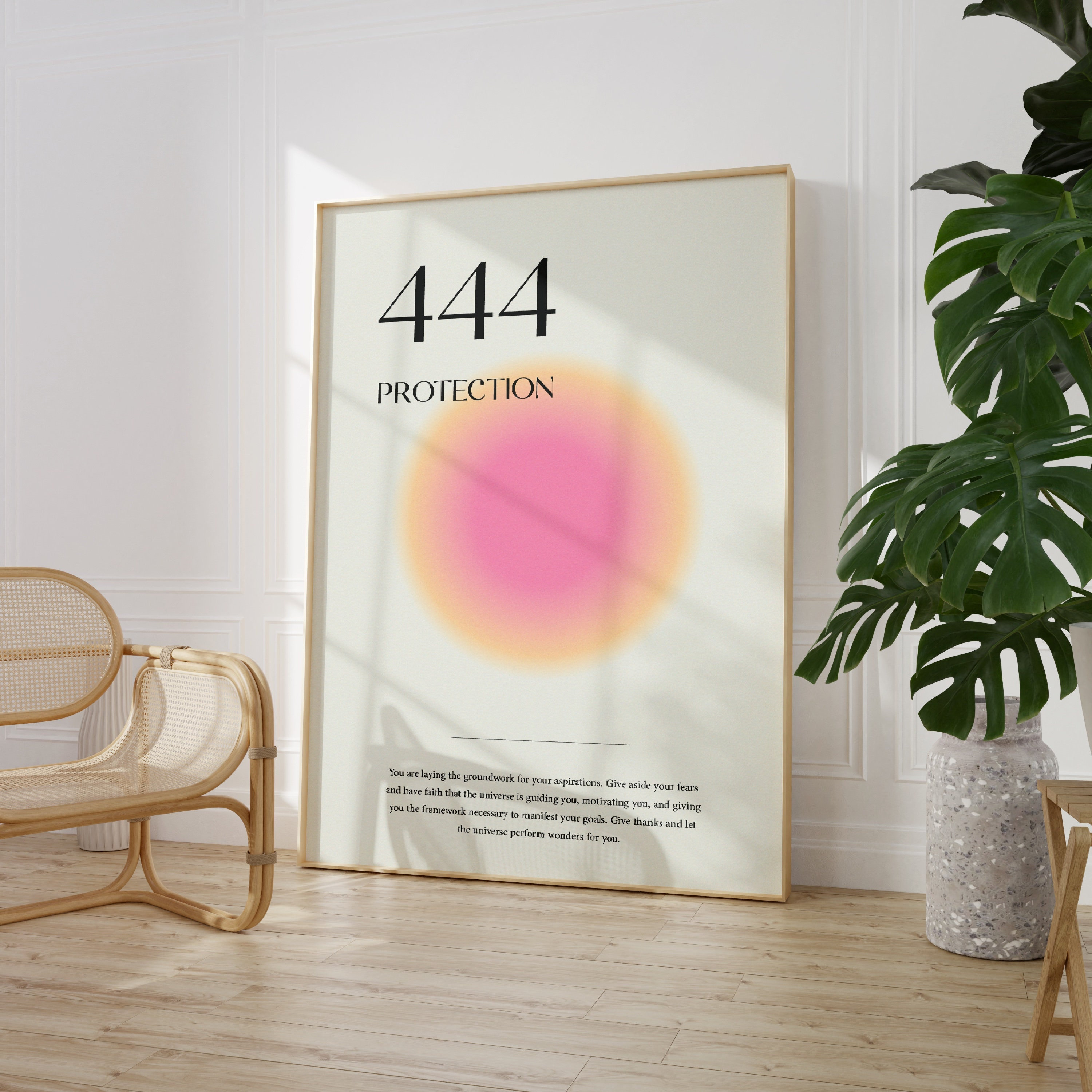 Angel Number Poster 444 Instant Download Poster, Aura Poster, Angel Number Poster, Angel Number Wall Art Print, Gradient Aura
