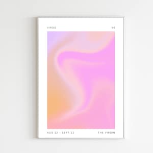 Virgo Zodiac Poster, Instant Download, Astrology Print, Zodiac Sign Wall Art Print, Gradient Aura Print, Horoscope Poster, Digital Download