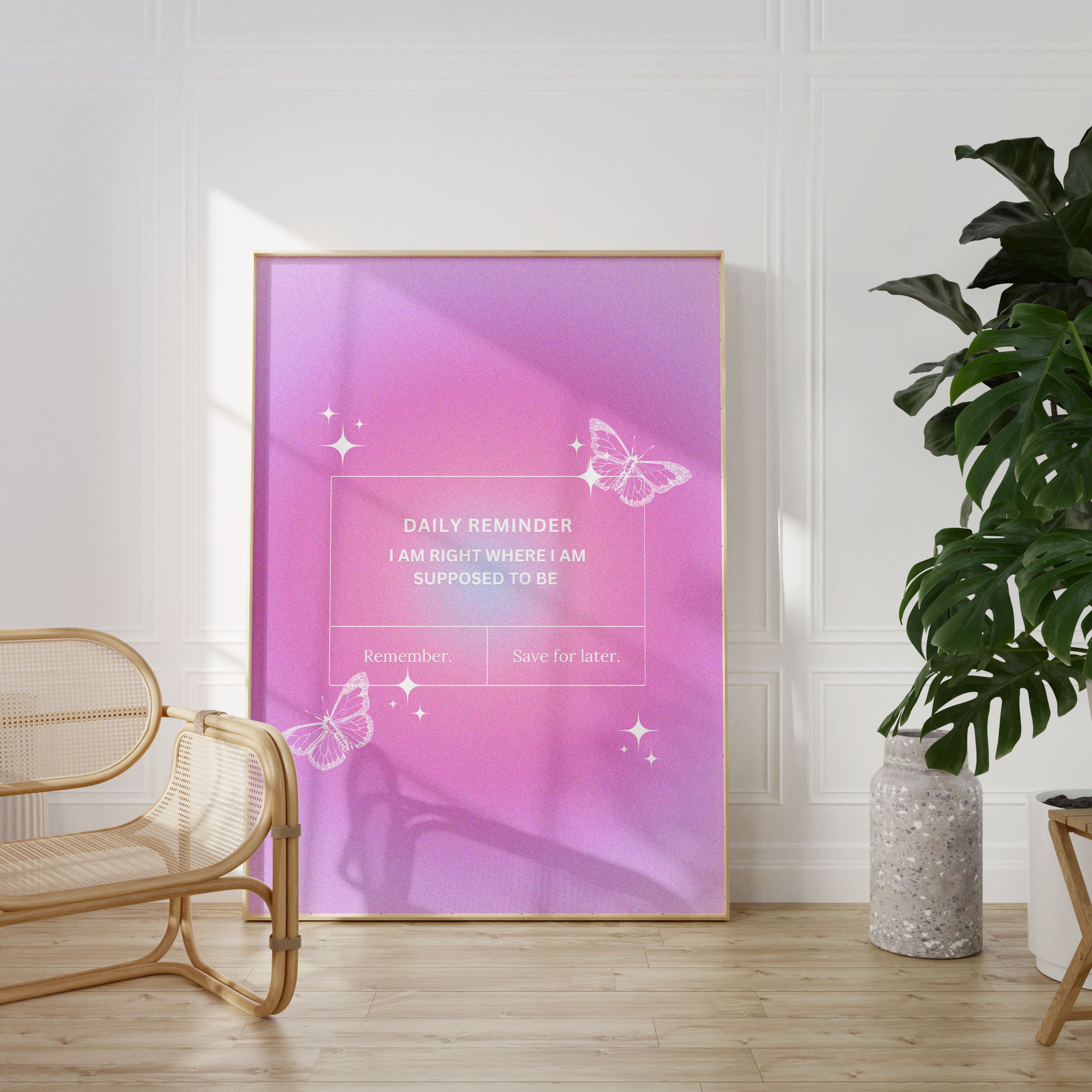 Aura Poster, Retro Grainy Gradient Daily Affirmation Print, Pink ...
