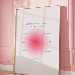 Aura Self Love Affirmation Poster, Trendy Retro Wall Art Print, Aesthetic Gradient Room Decor, Positive Spiritual Energy, DIGITAL DOWNLOAD