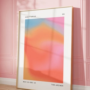 Sagittarius Zodiac Wall Art Print, Colourful Sagittarius Poster, Astrology Poster, Astrological Design, Gradient, Instant DIGITAL DOWNLOAD