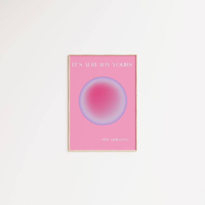 LUVADIAN Y2K Pink Aura Tote Bag - 'It's Already Yours The Universe' Canvas Tote, Reusable Shopping Bag, 14x15 Inch