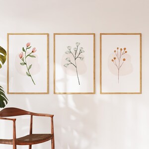 Flower Print, Set of 3, Botanical Wall Art, Floral Decor Posters, Custom Wall Art Set, Digital Download