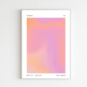 Zwillinge Zeichen Sofort Download Print, Sternzeichen Art Printable, spirituelle Wandkunst, Aura Poster, digitaler Download