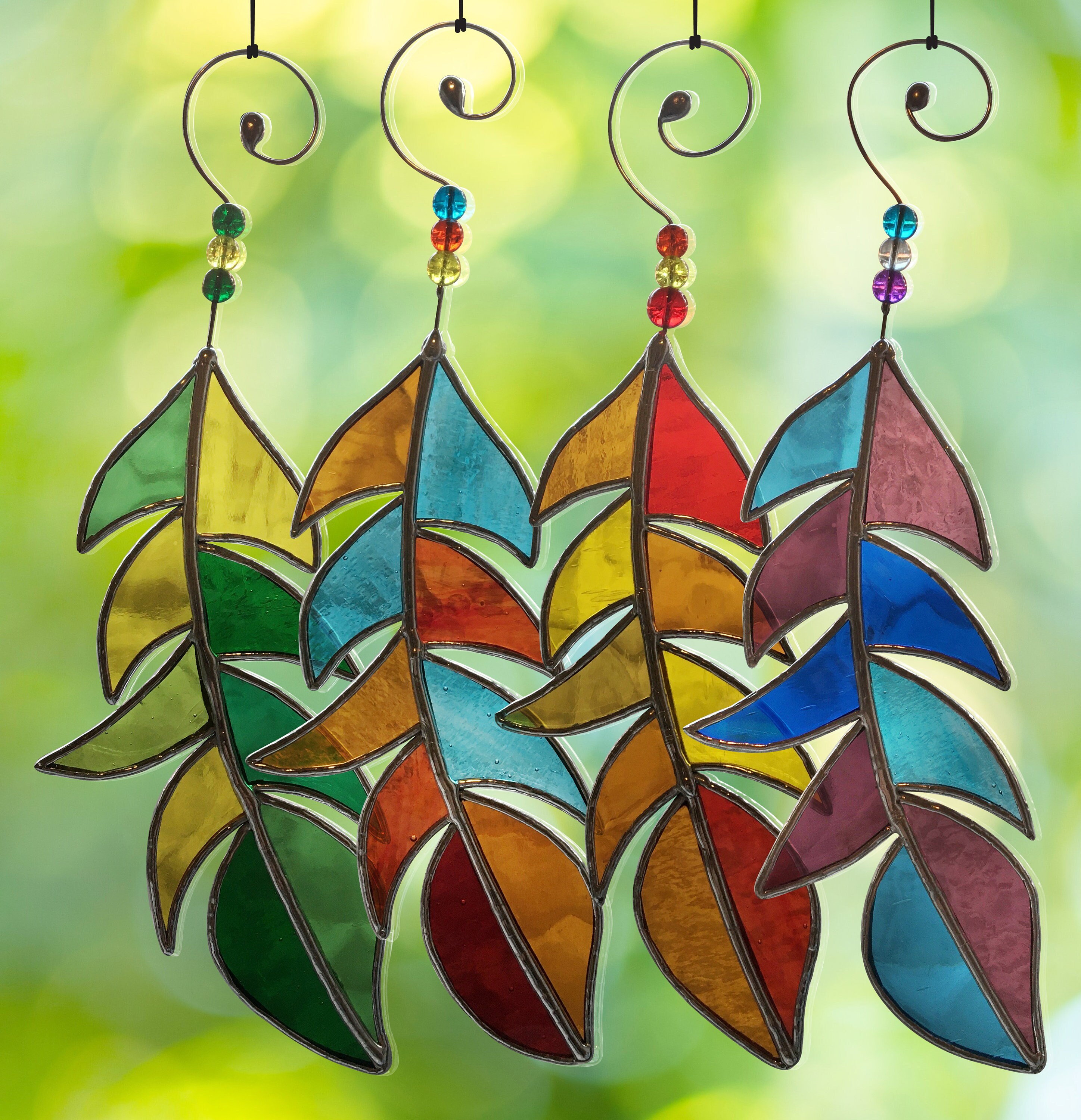 Stained Glass Feather Sun Catcher Glass Art Tribal Etsy