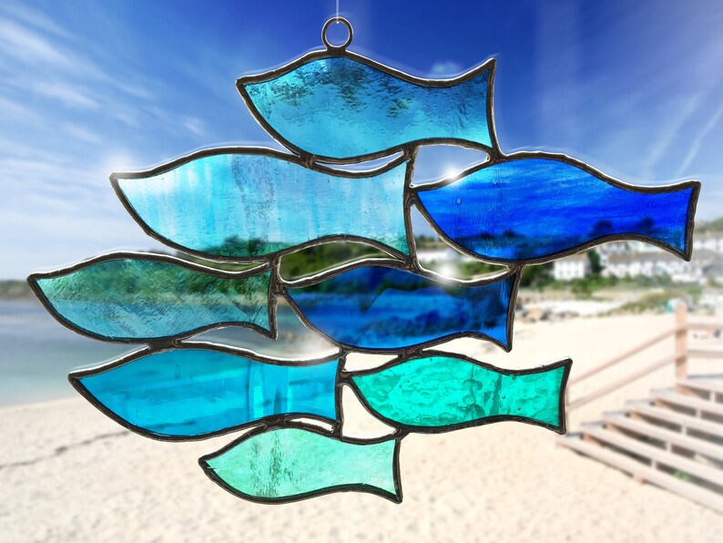 Stained Glass Fish Suncatcher School of Fish Handmade Sun Etsy