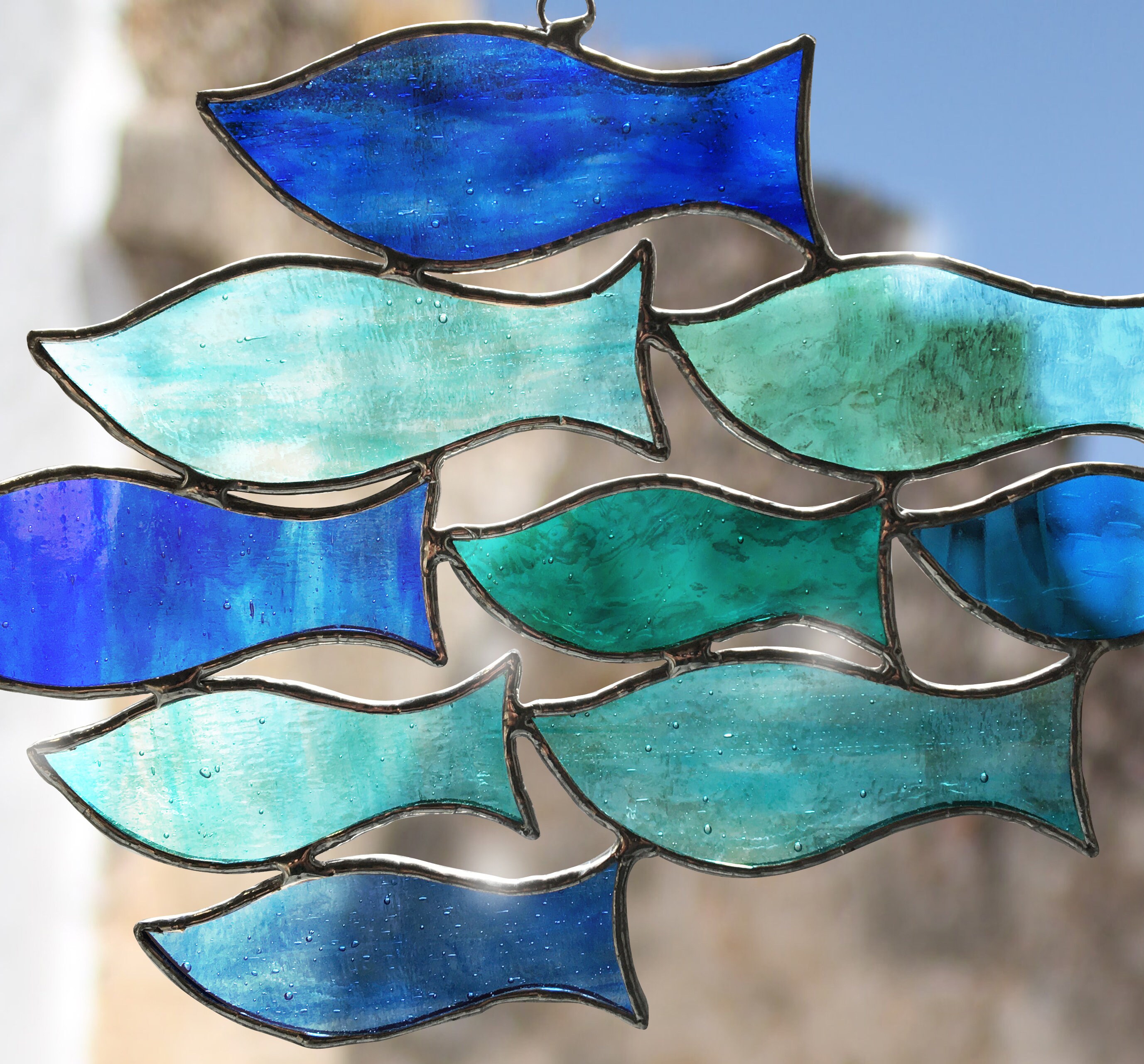 Stained Glass Fish Suncatcher School of Fish Sun Catcher Etsy