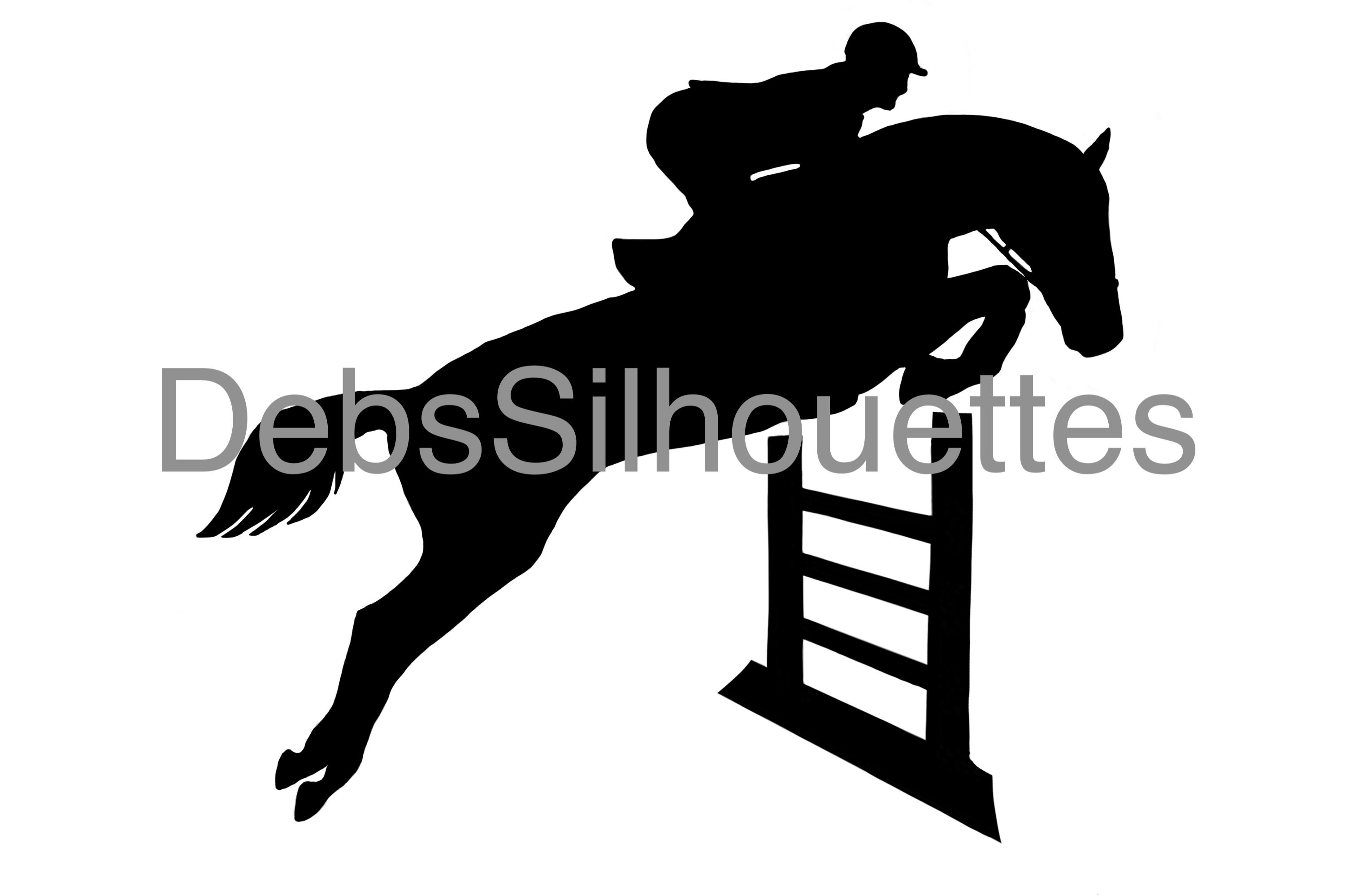 Silhouette Of An Equestrian Rider And Horse Jumping A Fence High-Res Vector  Graphic - Getty Images