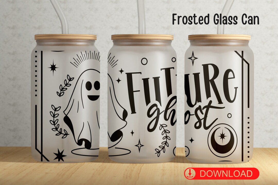 Halloween Libbey Glass Can SVG PNG Wrap 16oz Glass Can Design for ...