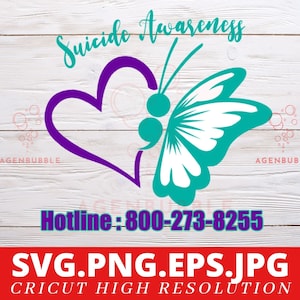 Semi Colon in Butterfly SVG, Suicide Aware SVG | No one Fight Alone | Home Alone svg | Self Care Vinyl