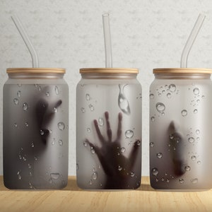 Horror Libbey Frosted Can Glass Wrap PNG • 16oz Frosted Glass Sublimation Designs | Digital Download, Horror png, True Crime png,