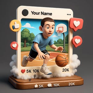 Benutzerdefinierte 3D-Diorama-Aktionsfigur von Ihrem Foto | Spaß Spielzeug Stil Kunst Geschenk | Unterstützen Sie Kinder, die Basketball oder andere lieben - Nur digitaler Download