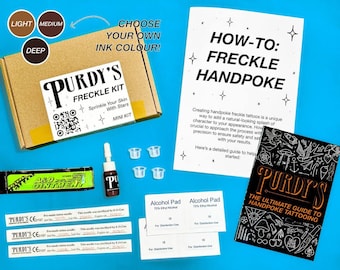 Freckles Handpoke Tattoo Kit, All-in-One Complete Stick & Poke Bundle, Professional Supplies, Ink, Needles, Vegan