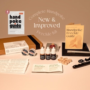 Freckle Handpoke Tattoo Kit, Allt-i-ett Komplett Stick & Poke-paket, Professionella tillbehör, Bläck, Nålar, Vegansk