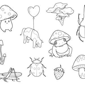 Stencils Frogs + Friends Tattoo Designs Ready-to-use, Easy-to-apply, Gay, Cow, Mushroom, Handpoke and Stick & Poke