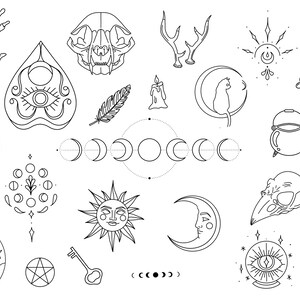 Stencils Witch Tattoo Designs, Ready-to-use, Easy-to-apply, Magical ...