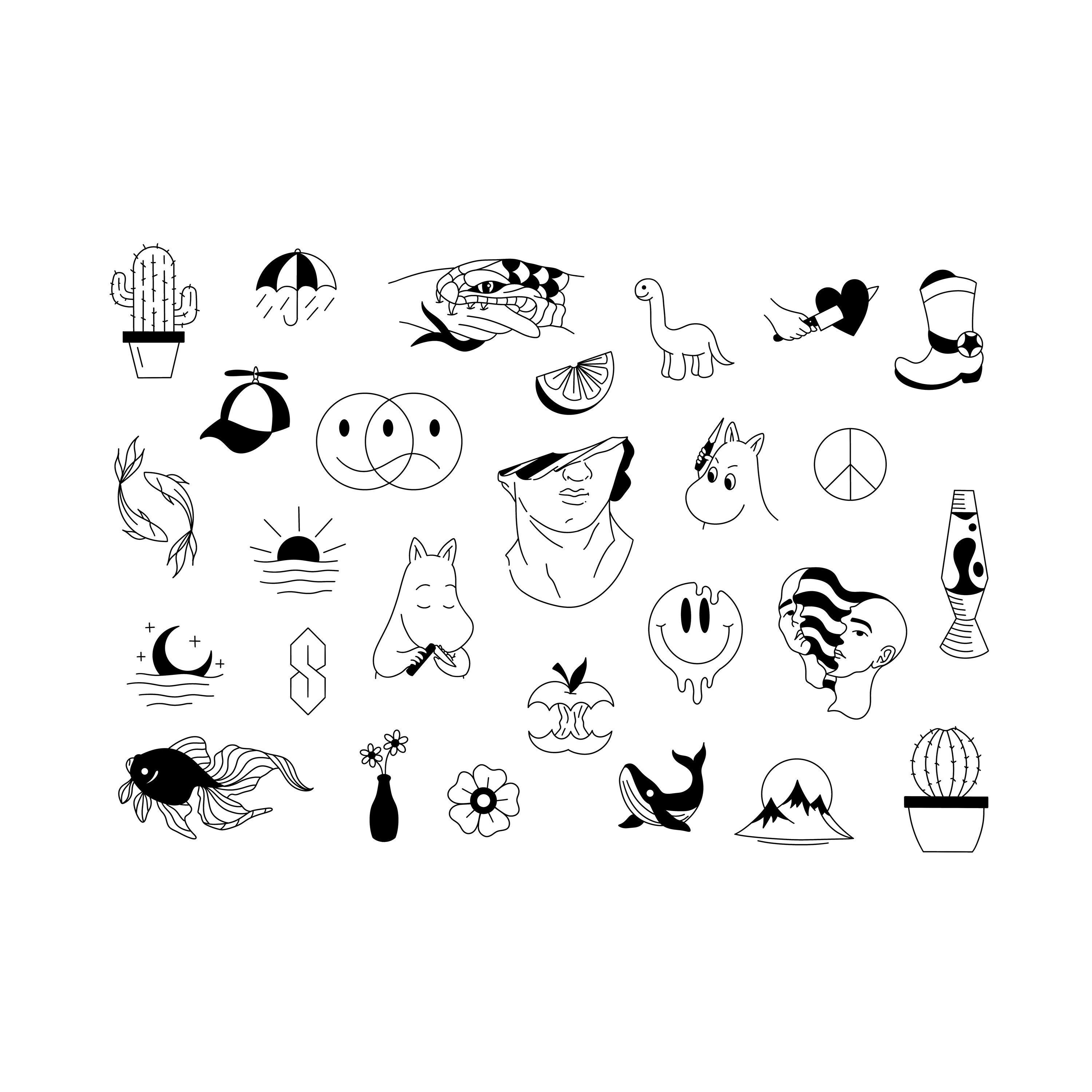 Random 1 Ready-to-use Tattoo Stencils Handpoke - Etsy Canada